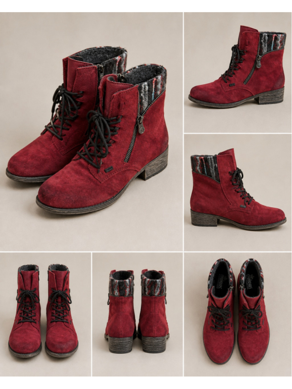 Women's Rieker Red Suede Ankle Boots & Booties Size 10 Summer Sale